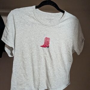 Abercrombie And Fitch Gray T-Shirt with Red Boot Graphic